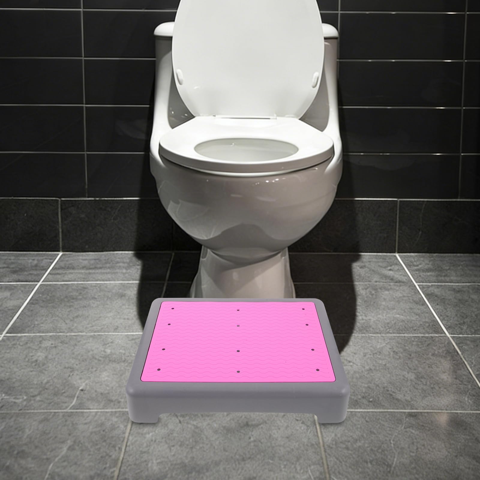 ARTIBETTER Sgabello per Wc da Bagno Antiscivolo in Plastica Rosa, Sgabello Rialzato per Postura Comoda, per Anziani in Ambienti Domestici