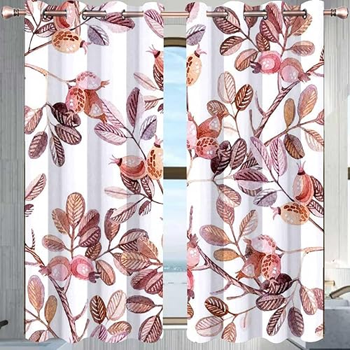 Coloridas cortinas para habitación, flores frescas y pájaros hojas divisores de puerta, decoración de dormitorio negro, 63 pulgadas de ancho por 80