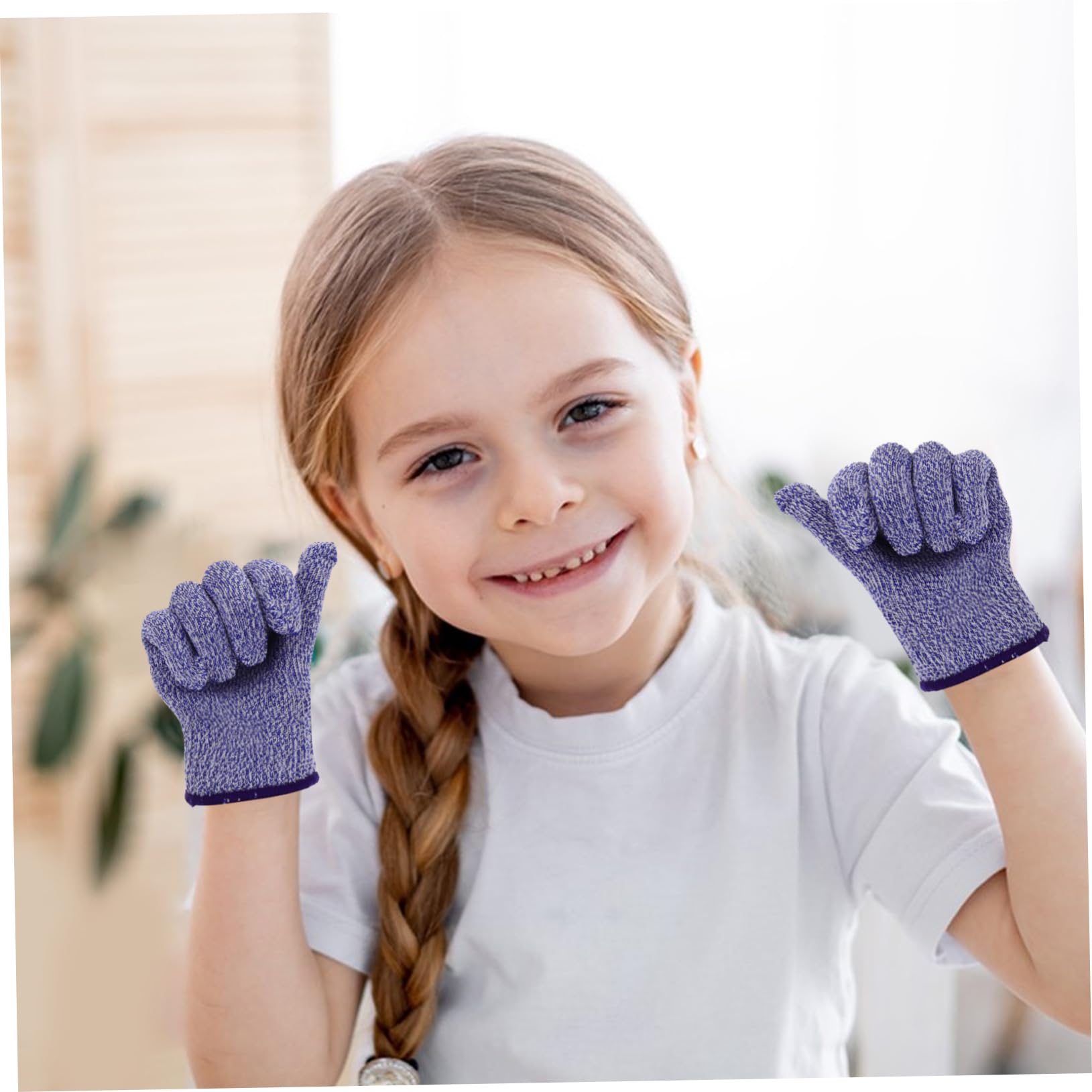 IWOWHERO 1 Pair Cut-resistant Kitchen Gloves Boys and Girls Safety Gloves Anti-cut Breathable Elastic Size Xs