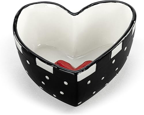 Miniatura 2 de DEMDACO Heartful Home by Tracy Pesche Collection - Recipiente pequeño de cerámica de 4 x 4 pulgadas, diseño de corazón rojo con ribete negro