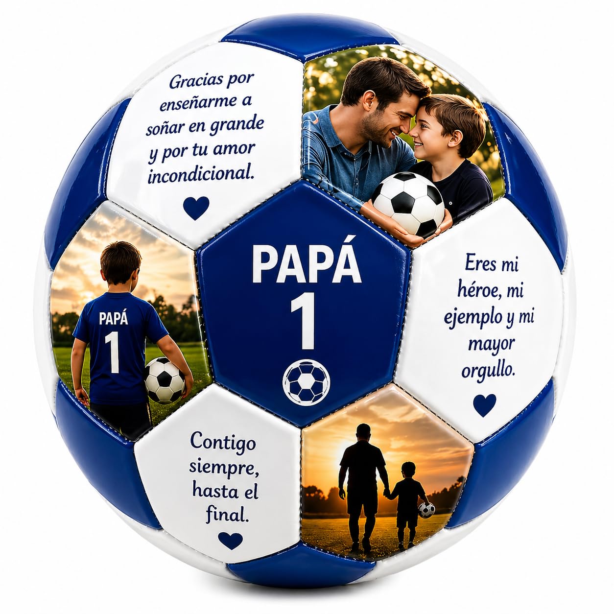 Balon de Futbol Personalizado con Fotos y Textos, 19 Fotos + 12 Textos, Regalo Original para Padres, Ninos y Entrenadores