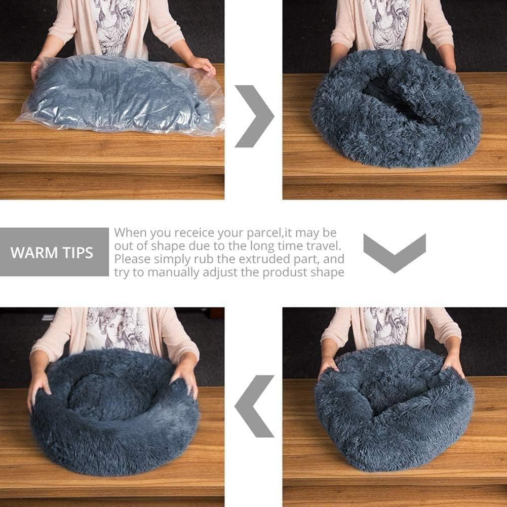 Cama mullida para Perros Grandes, Redonda de Felpa, cojín para Gatos, mullida, Lavable, para Perros de tamaño Mediano, Gris Claro, 120 x 120 x 20 cm