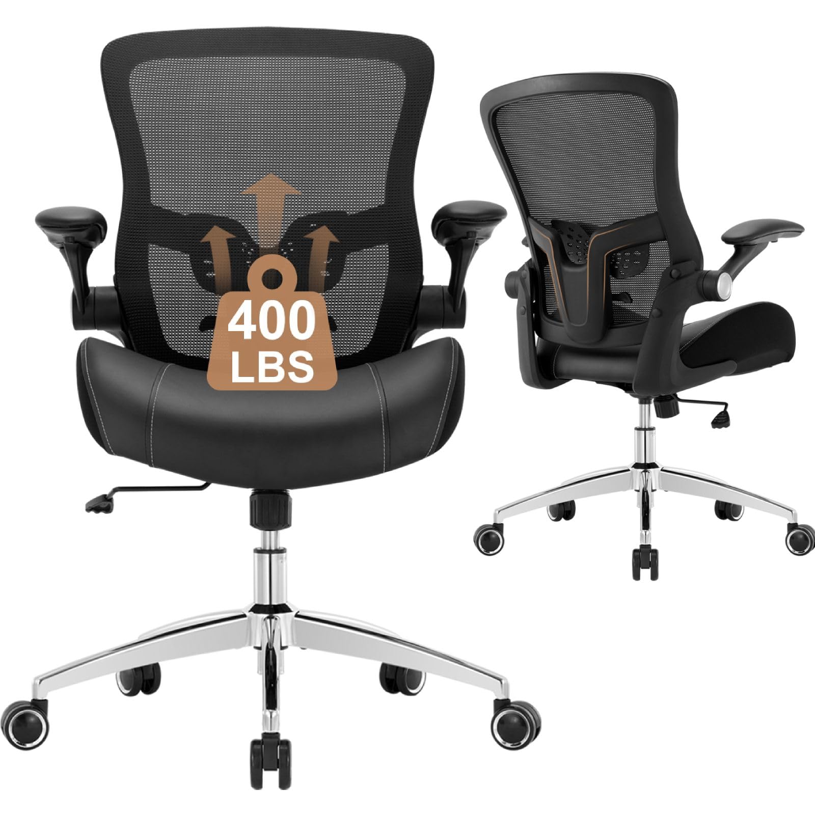 OLYFING Big and Tall Office Chair 400lbs Heavy Duty Ergonomic Computer Desk Chair Leather Office Task Chair for
