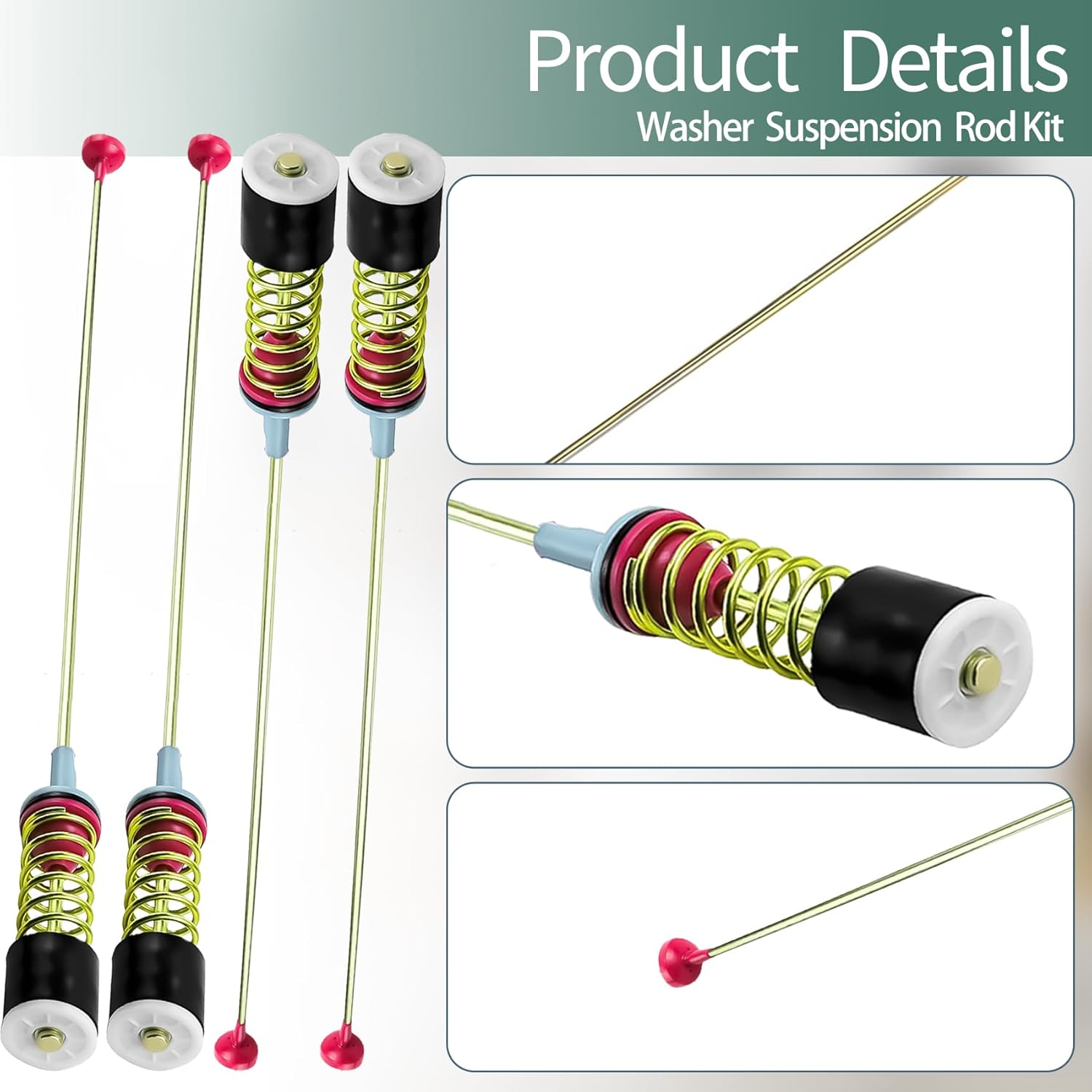 WA52A5500AV/US WA52A5500AC/US Washer Suspension Rods Kit(27.6in*4) replace for samsung DC97-16350Y WA54R7600AC/US WA52A5500AW/US WA54R7200AV/US DC97-16350V WA54R7200AW/US WA54R7600AW/US WA54R7600AV/US