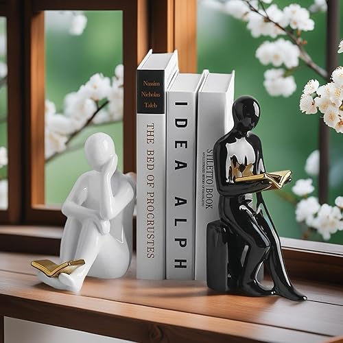 Miniatura 4 de Estatua de libro de lectura decorativa para el hogar, sujetalibros de resina, elegante estantería de resina, decoración de escritorio de oficina,