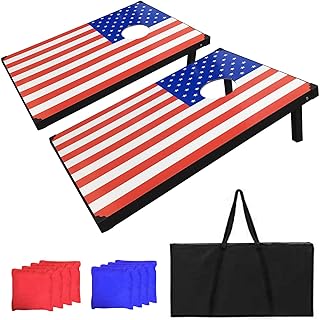 Sponsored Ad - haxTON Solid Wood Premium Sets 4’ x 2’Game or American Flag MDF 3'x2' Boards,Includes Set of 8 Corn Hole To...