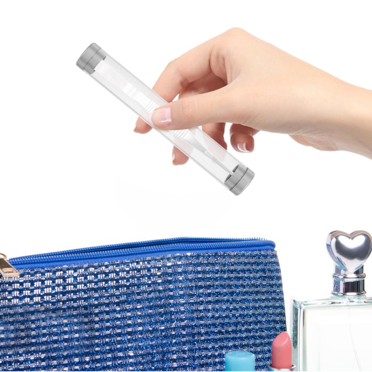 VALICLUD Eyelash Tweezers Storage Tube Case Clear Plastic Organizer for Beauty Tools Travel Holder with Cap Compact Space-Saving Design - Image 2