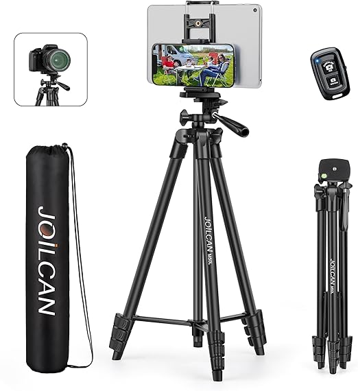 JOILCAN 67" Tripods Camera Tripod, Phone Tablet Tripod for Video Recording Vlog Photo with Remote Carry Bag, Aluminum Lightweight Travel Tripods