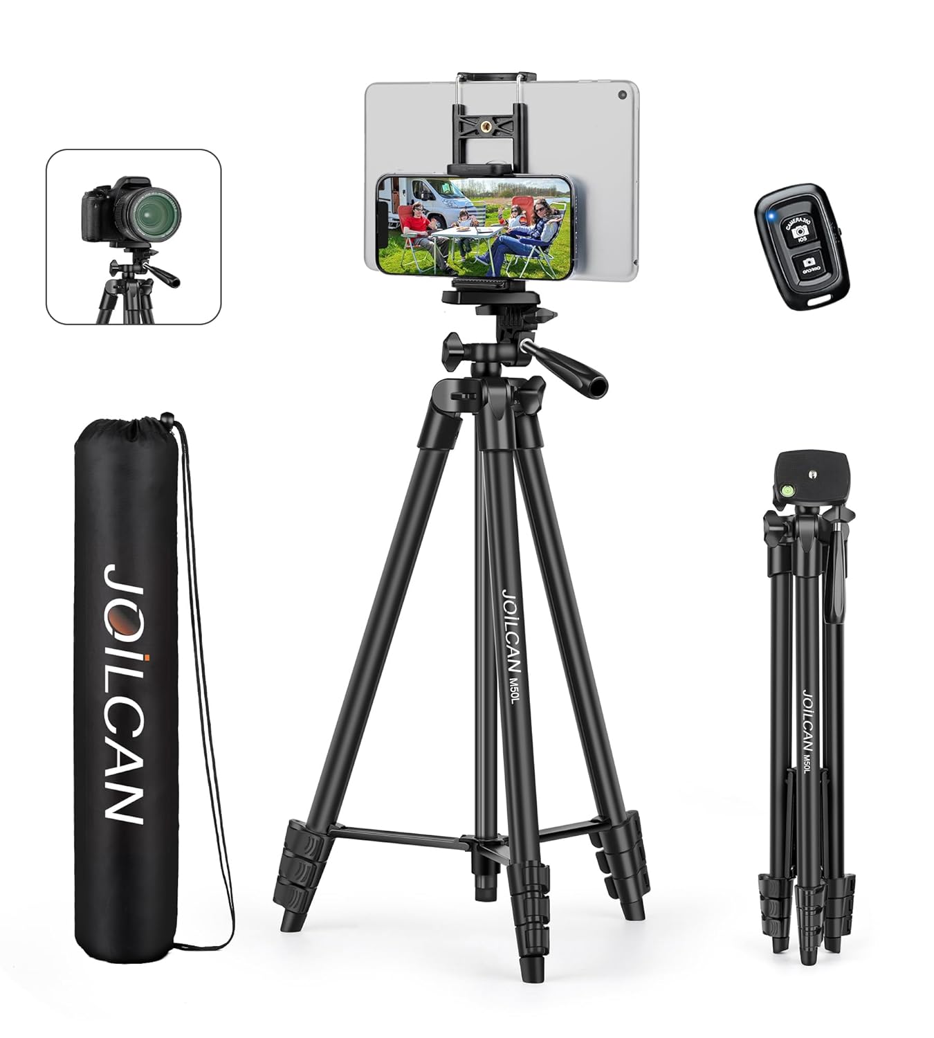 JOILCAN 67 Tripods Camera Tripod Phone Tablet Tripod for Video Recording Vlog Photo with Remote Carry Bag Aluminum
