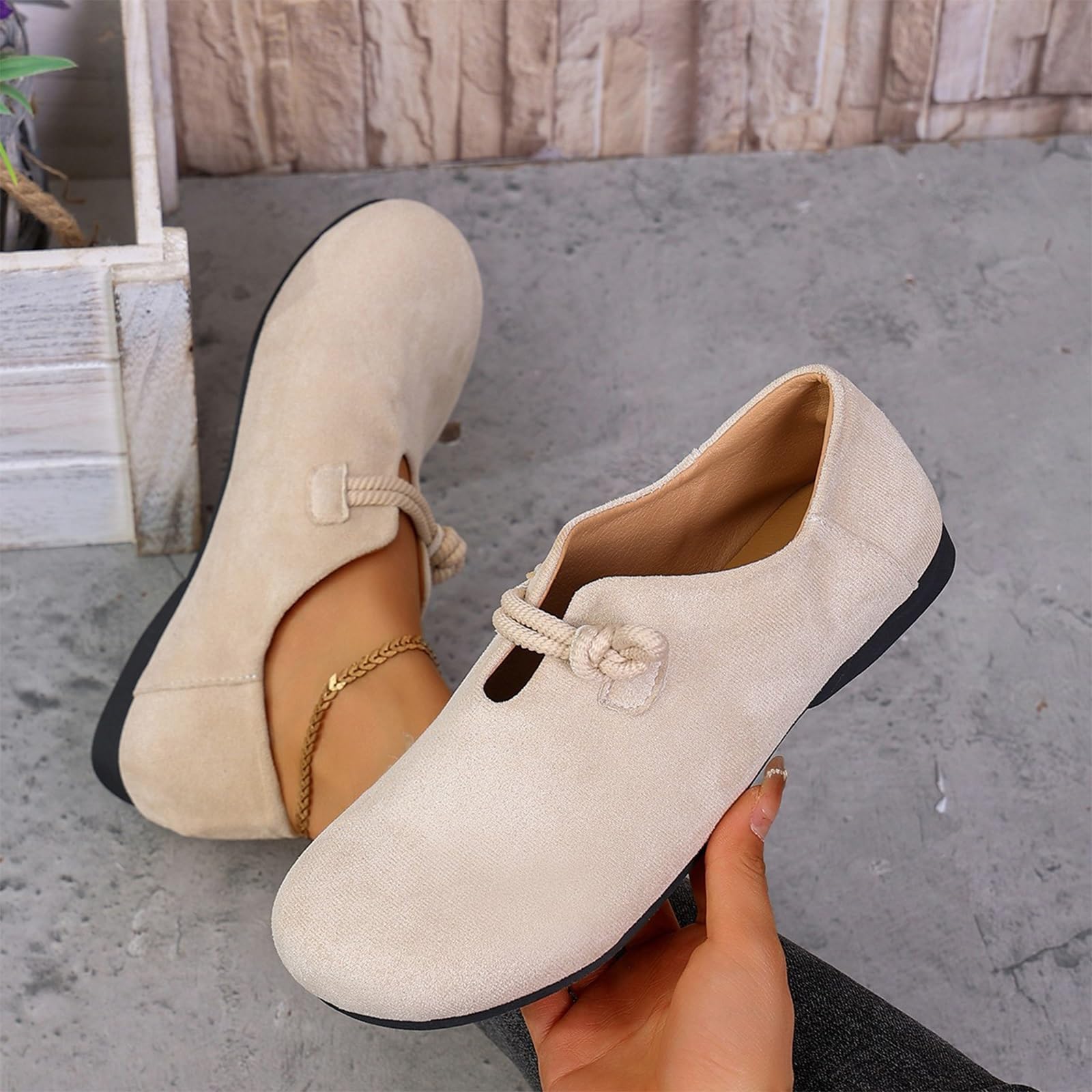 Chaussures Plates Mary Jane en Daim Orthopédiques pour Femme, Mocassins Souples À Bout Rond, Chaussures Décontractées Antidérapantes Et Confortables