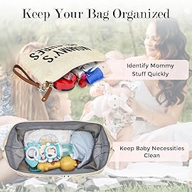 printe Diaper Bag Tote with 2 Organizers, Large Mommy Bag for Hospital & Travel Baby Diaper for Baby Care (Quilted Embroidery-Beige)