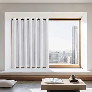 NICETOWN Greyish White Room Darkening 72 inch Curtain, Grommet Thermal Insulated Light Blocking Sound Reducing Window Treatment for Bedroom/Sliding Glass Door, W100 x L72, 1 Panel