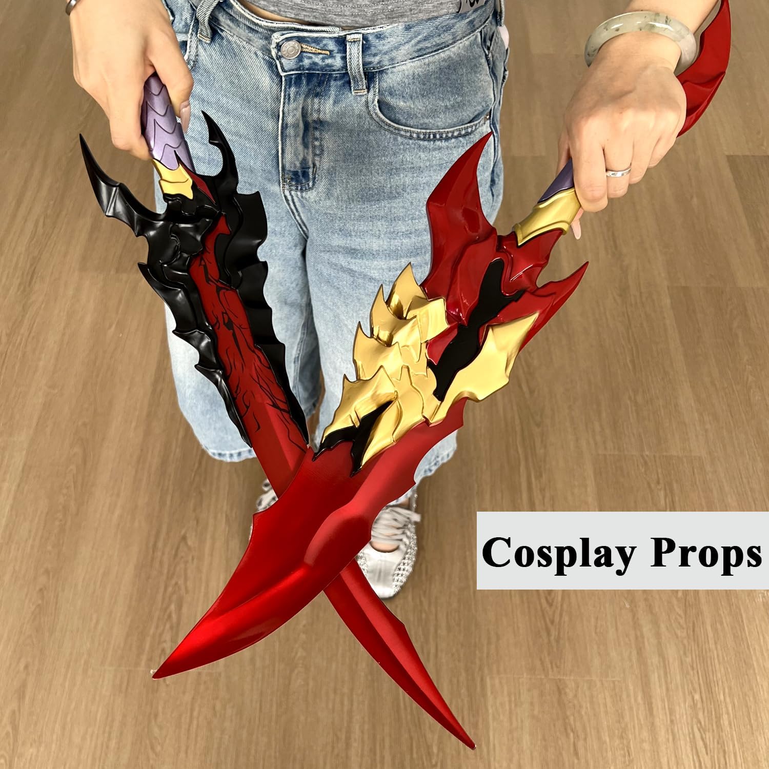 Anime Kamish’s Wrath Dual Daggers Sword 2pc Sword with Display Stand, Full Metal Replica Display Prop, Stainless Steel Blade, Anime Collectible Cosplay Gift for Men - Image 3