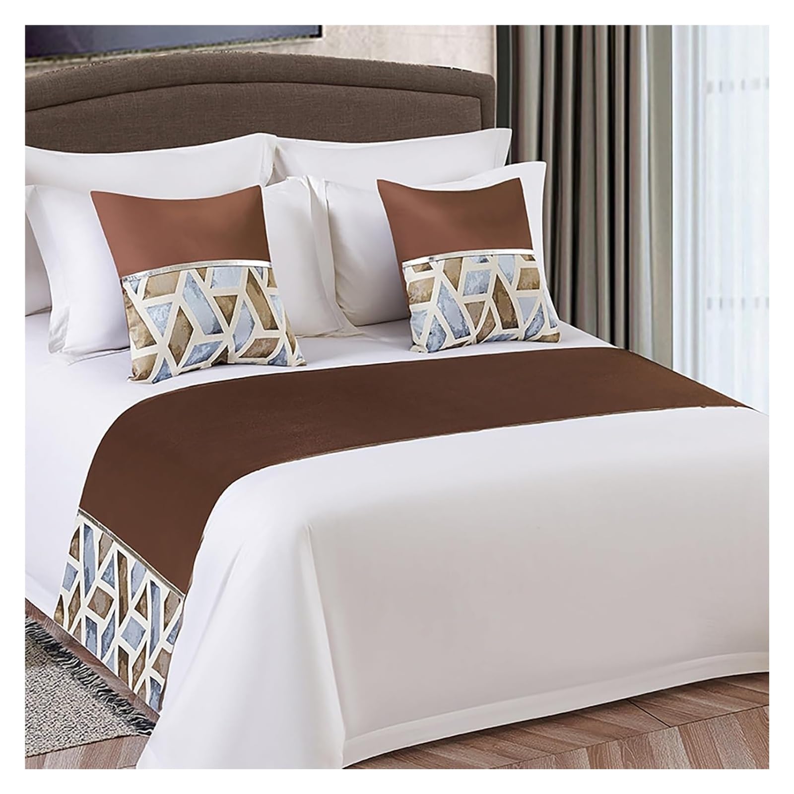 JFGCTYHXY Bed linen throws, Luxury Silky Bed Runners, Soft Solid Scarves Cover Protection Bedspreads Bedding End Scarf(Bruin,50 * 240cm for 180cm Bed)