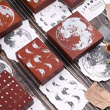 Amazon.com: Dizdkizd Wooden Rubber Stamps, 8pcs Phases of The Moon