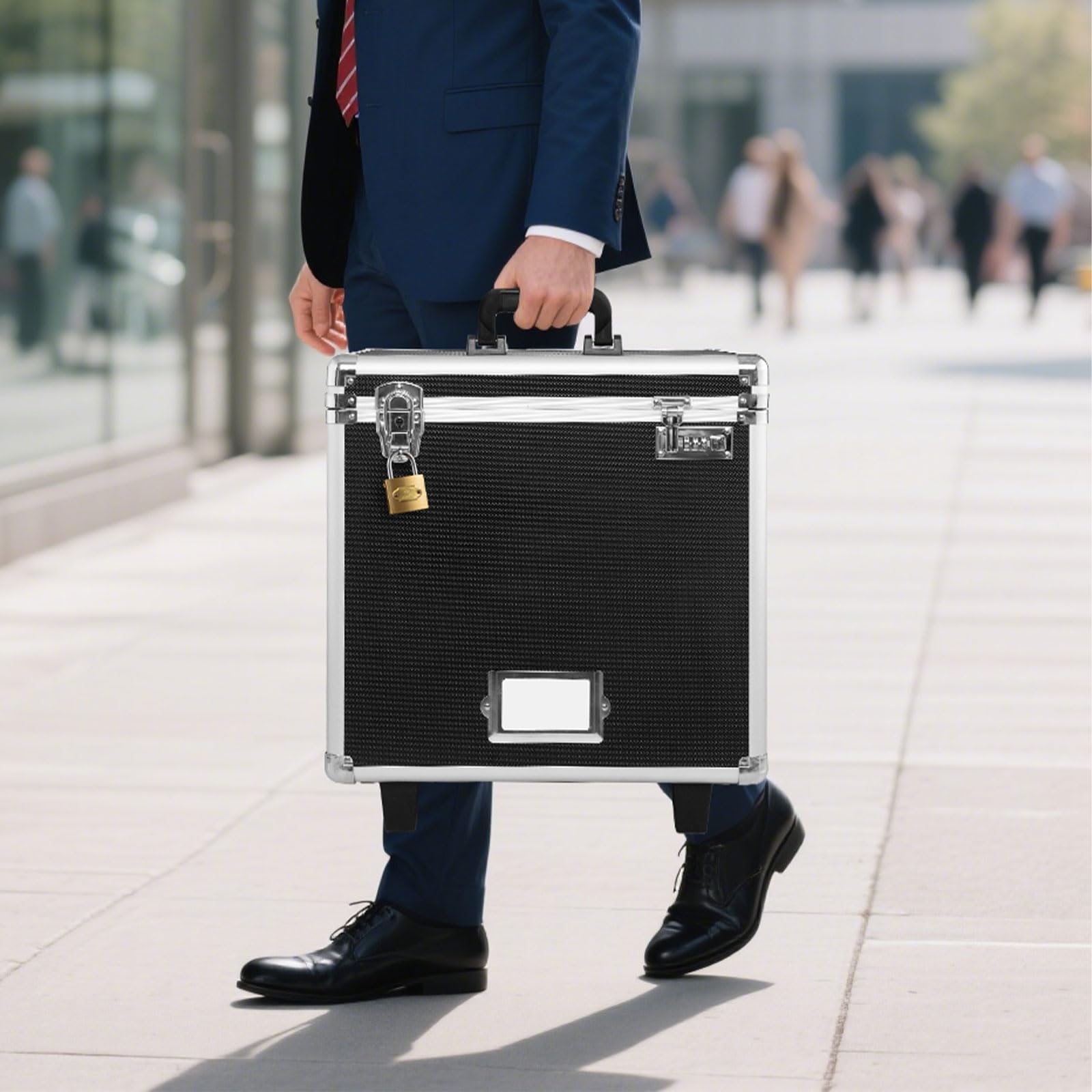 VEVOR Valigetta Portadocumenti con Ruote 39,6 x 32 x 38,1 cm Custodia Portadocumenti Portatile con Serratura Manico Telescopico, Scatola per Documenti per Ufficio, Viaggi di lavoro, Traslochi