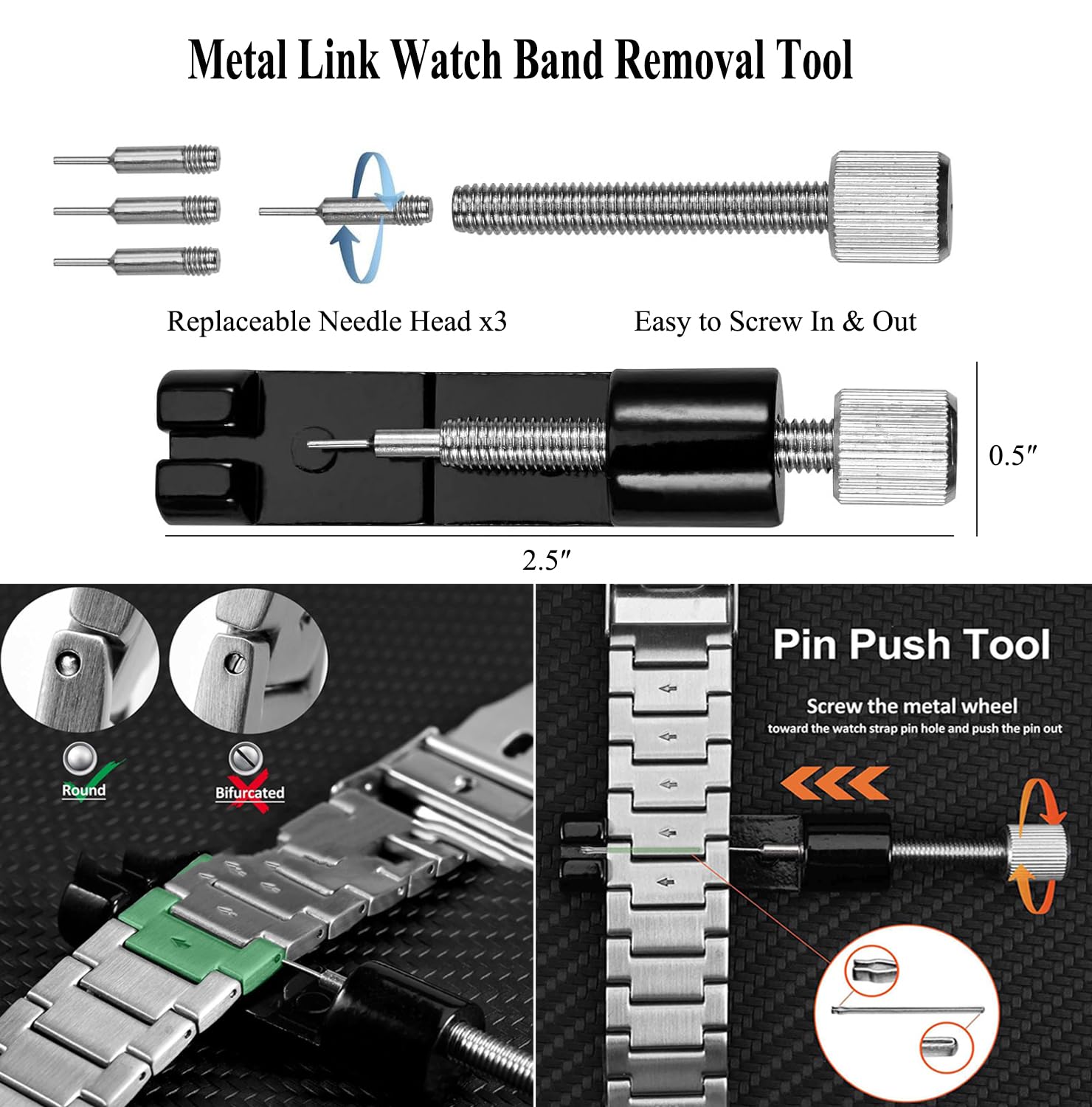 TICFROG Watch Link Removal Tool Kit, Watch Band Tool for Watch Repair, Bracelet Adjustment, Replacement and Resizing, Watch Strap Link Remover, with 36 Spring Bars, 13 Spare Needles, EN User Manual