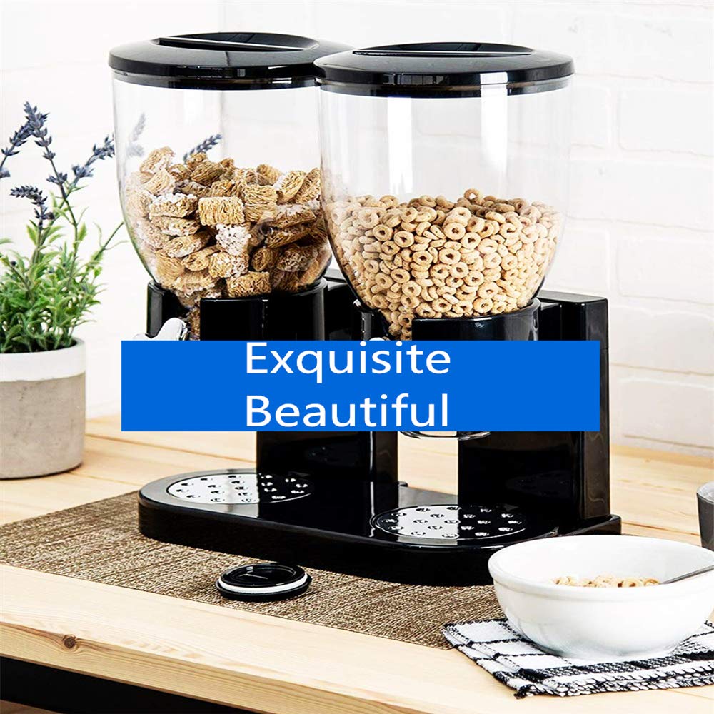 Genérico Dispensador De Cereales De Doble Cámara, Hermético Durante 45 Días, Dispensa 28 Gramos (1 Onza) Según Se Necesite, Capacidad De 3,78 litros (1 Galón)