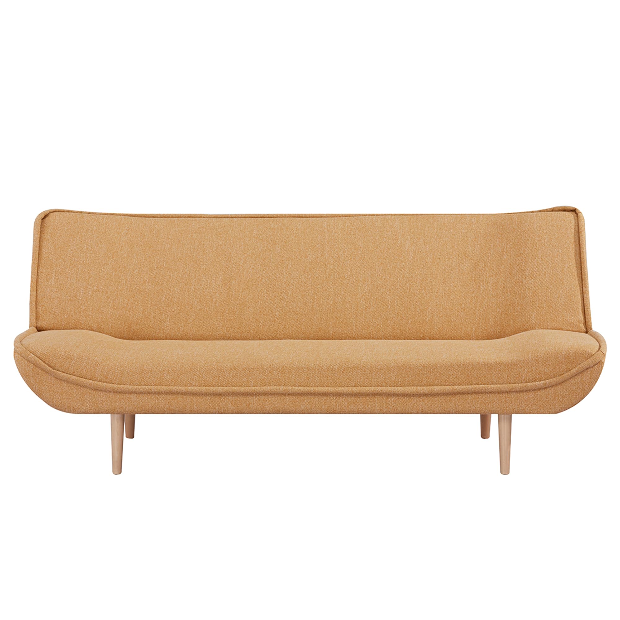 EVERGREENWEB Divano Letto 3 Posti Clic Clac in Tessuto Imbottito color Giallo, Design Moderno, Schienale Reclinabile, Regolabile su 3 Livelli, Trasformabile in Comodo Letto, Gambe in Legno | SOFLA