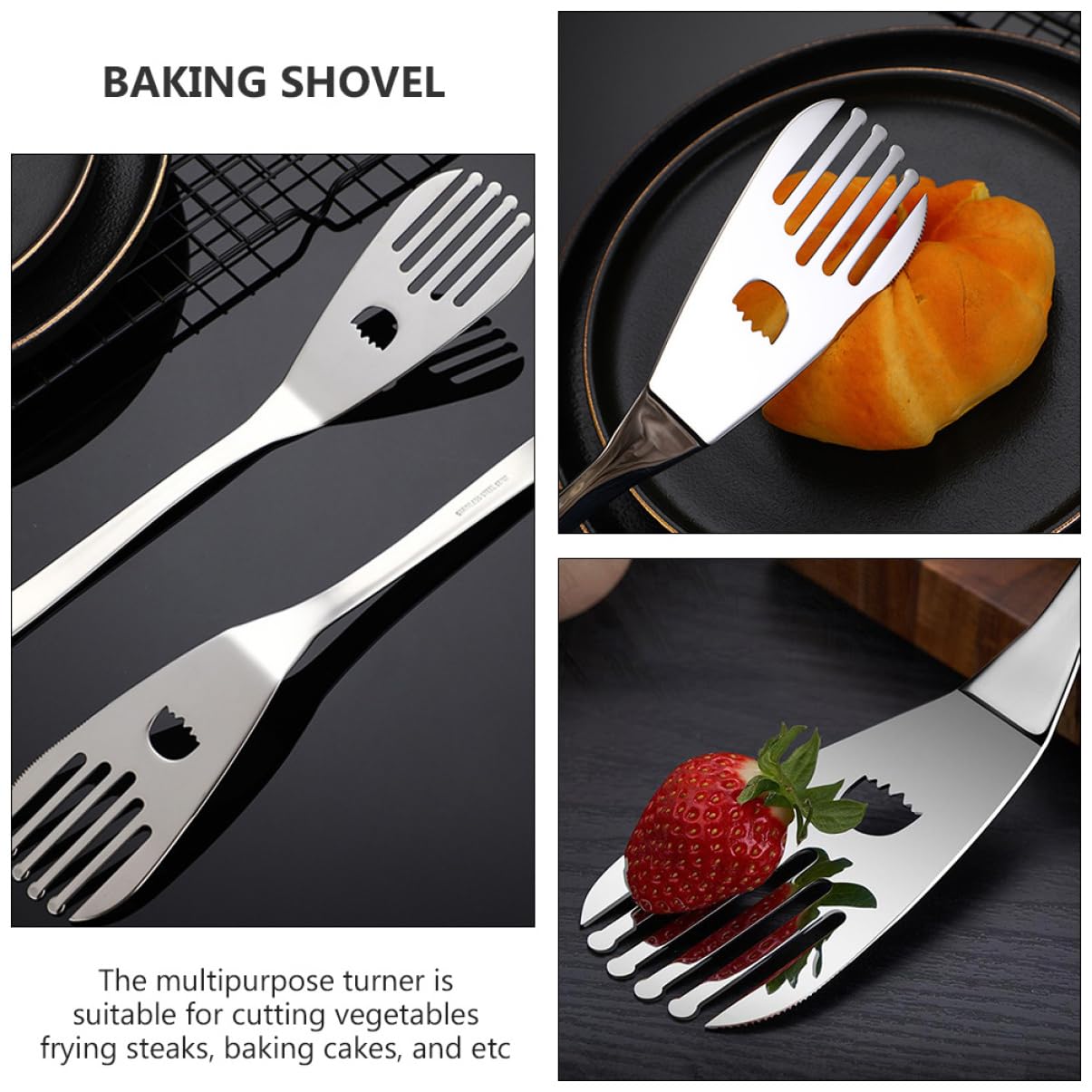ibasenice 3 Pezzi Spatola Inossidabile per e Barbecue Utensile Ergonomico per Torte e Steak Resistente e Duraturo per e Regali