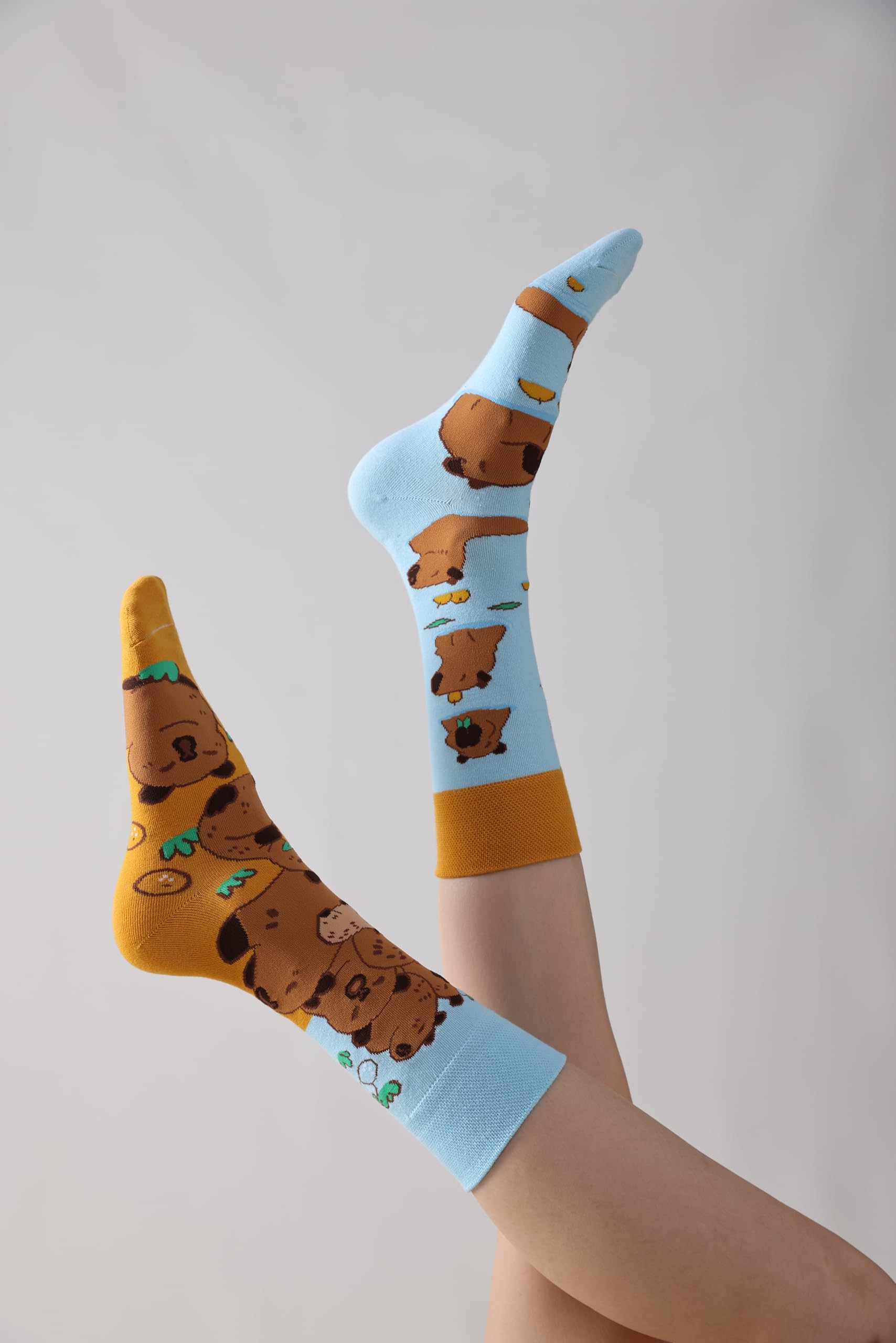 NxnChc Calcetines Divertidos Unisex para Mujer y Hombre con Diseños Asimétricos en Par - Temas Animales, Comida, Fruta, Deporte y Arte en Algodón - Ideal para Regalos - 3