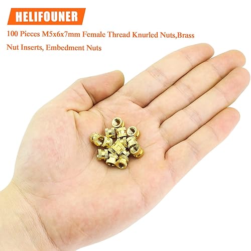 Miniatura 4 de 100 piezas de insertos de tuerca de latón, insertos roscados moleteados, piezas de incrustación, tuercas de incrustación, tuercas de latón de rosca