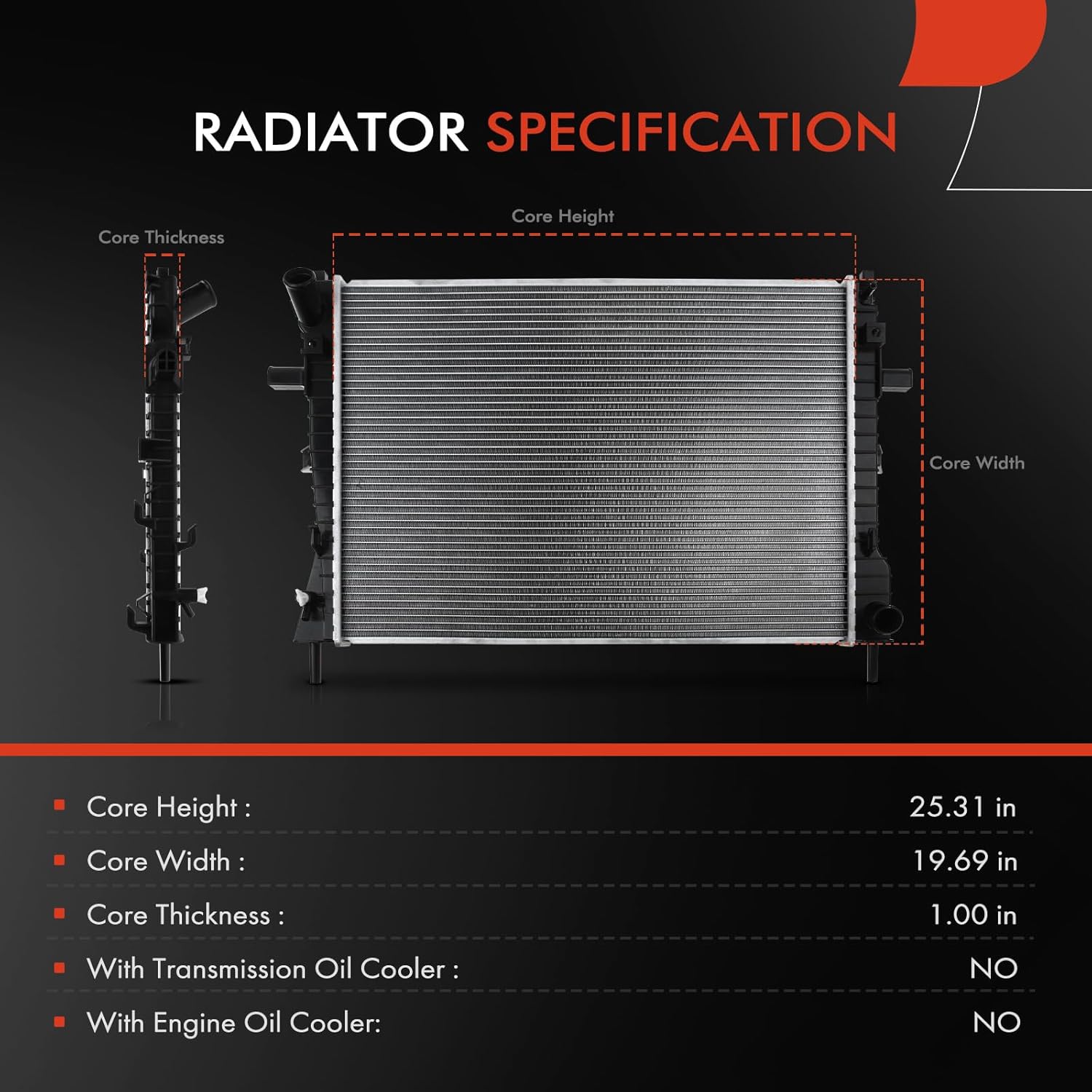 A-Premium Engine Coolant Radiator Compatible with Ford Crown Victoria 2002-2005 & Lincoln Town Car 2003-2005 & Mercury Grand Marquis 2003-2005, Marauder 2003-2004, Replace# 3W1Z8005AG
