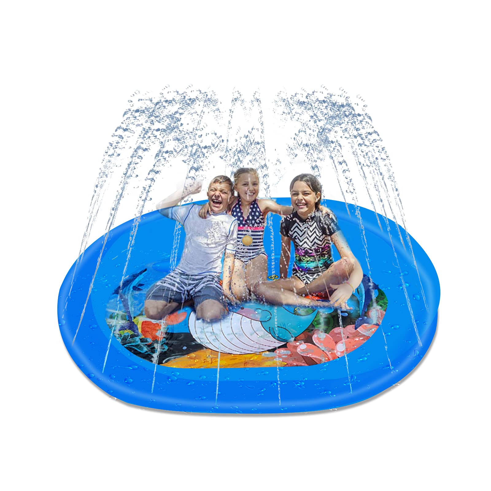 3-in-1 Splash Pad for Kids Outdoor, Water Sprinkler Pool for Kids Toddlers Outdoor Play, Water Toys for Toddlers ,Water Play Mat for Kids Boys Girls, 74.8in Sprinkler Pool Water Toys