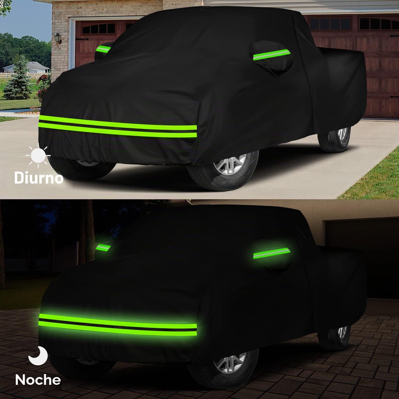 Funda Coche Exterior Impermeable Reemplazo para Ford Ranger Toyota Hilux Nissan Navara VW Amarok, Transpirabl Funda para Coche Coberturas Completas con Puerta con Cremallera & Bandas Cortavientos