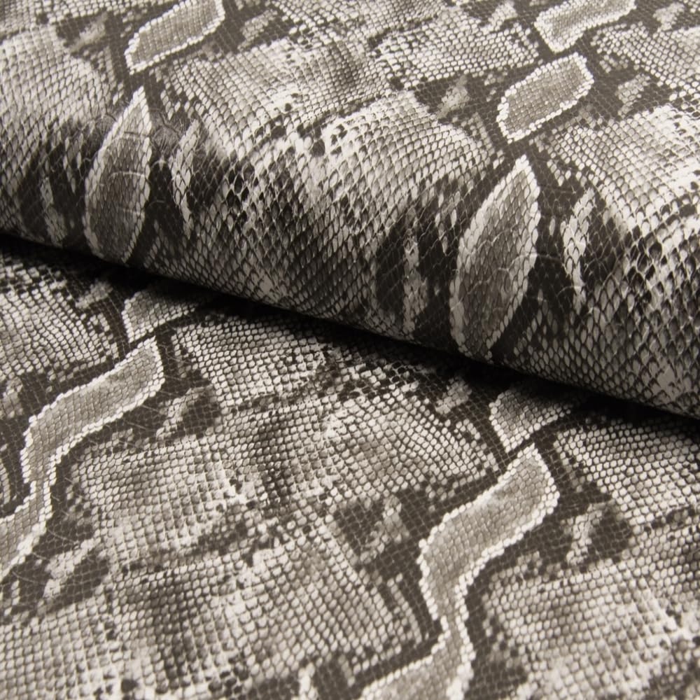 Stoffbook Tela de imitación de piel de serpiente gris M1, tela de serpiente – por metro a partir de 2 m – D586 (Grau-m1)