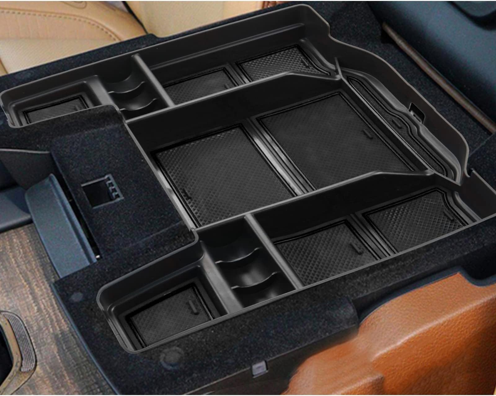 SXCY 2019-2024 2025 2026 RAM 1500 2500 3500 Center Console Organizer Tray 2022-2025 2026 RAM 1500 Accessories Console Tray for 2022-2025 2026 Dodge RAM 1500 Armrest Console Insert Box(black)