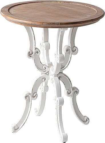 Miniatura 7 de LONYKE Mesa auxiliar rústica mesa auxiliar de granja con parte superior natural para familia comedor o sala de estar acabado hecho a mano color