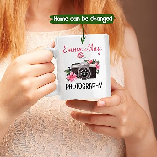 Miniatura 9 de Tazas de fotografía personalizadas con texto en inglés "Just Say Cheese"  Tazas de café para fotografía con nombre personalizado, taza de café para
