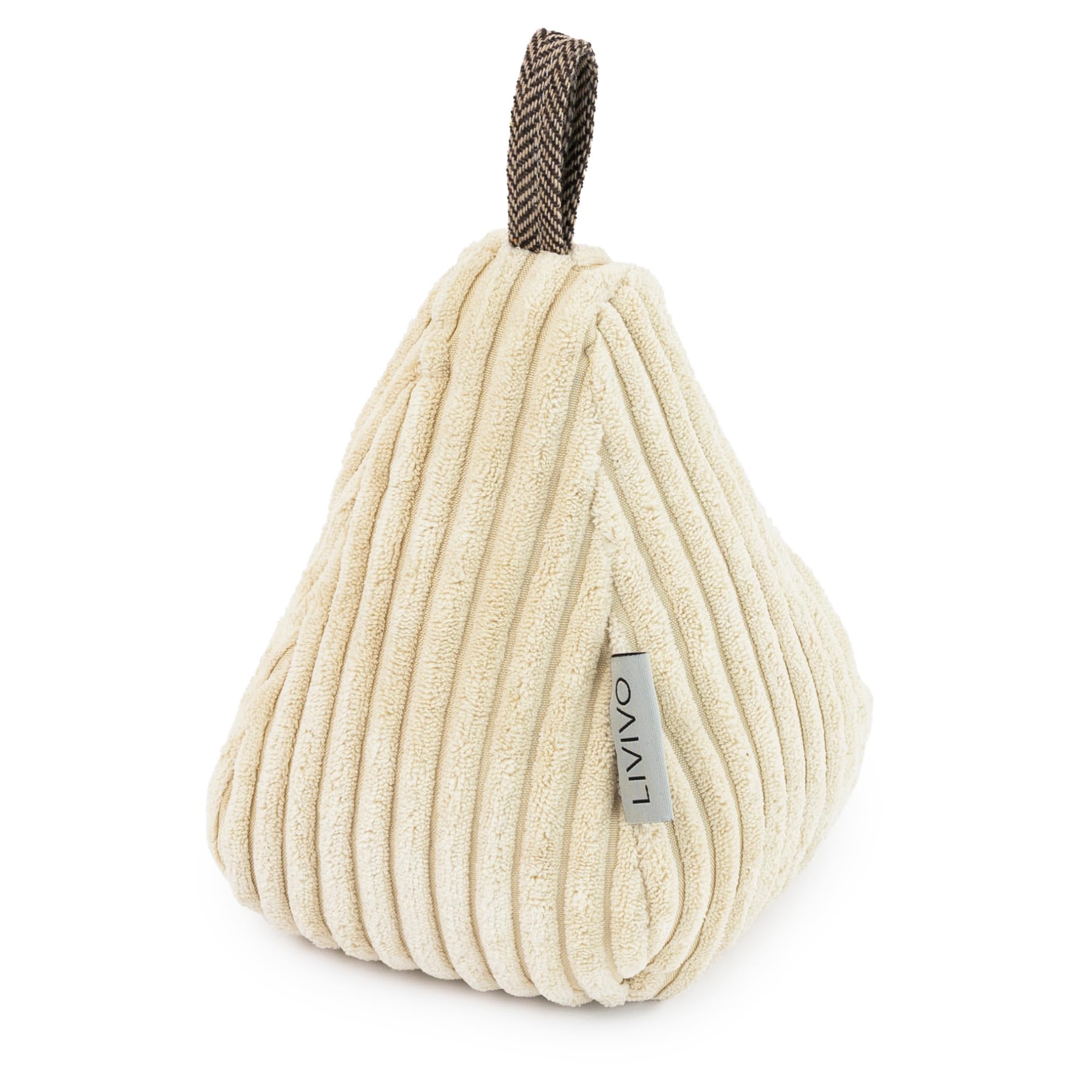 LIVIVO Weighted Door Stop - Sand-Filled Heavy Door Stopper with Pear Design and Handle, Decorative Door Stop for Home, Bedroom, Living Room, Office (Pear)