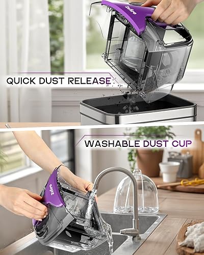 Miniatura 7 de Zefiro Aspiradora de recipiente, aspiradora sin bolsa para el hogar, potencia de 28 KPA, rebobinado automático del cable, filtro HEPA, aspiradora de