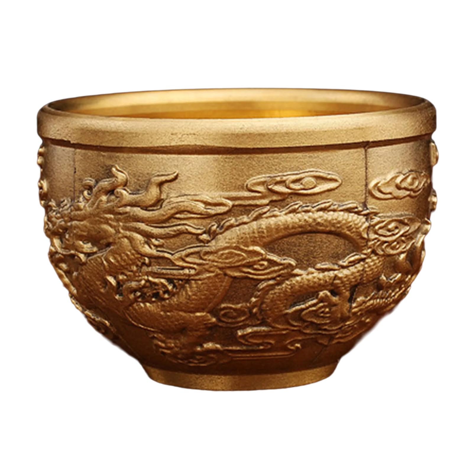 Tsophreniq Classical 6Cm Dragon Phoenixes Cup Shape Coppers Statue with Oxidized Finish Barwares Display for Home or Temple Decoration Oxidized Tea Ceremony Accessory