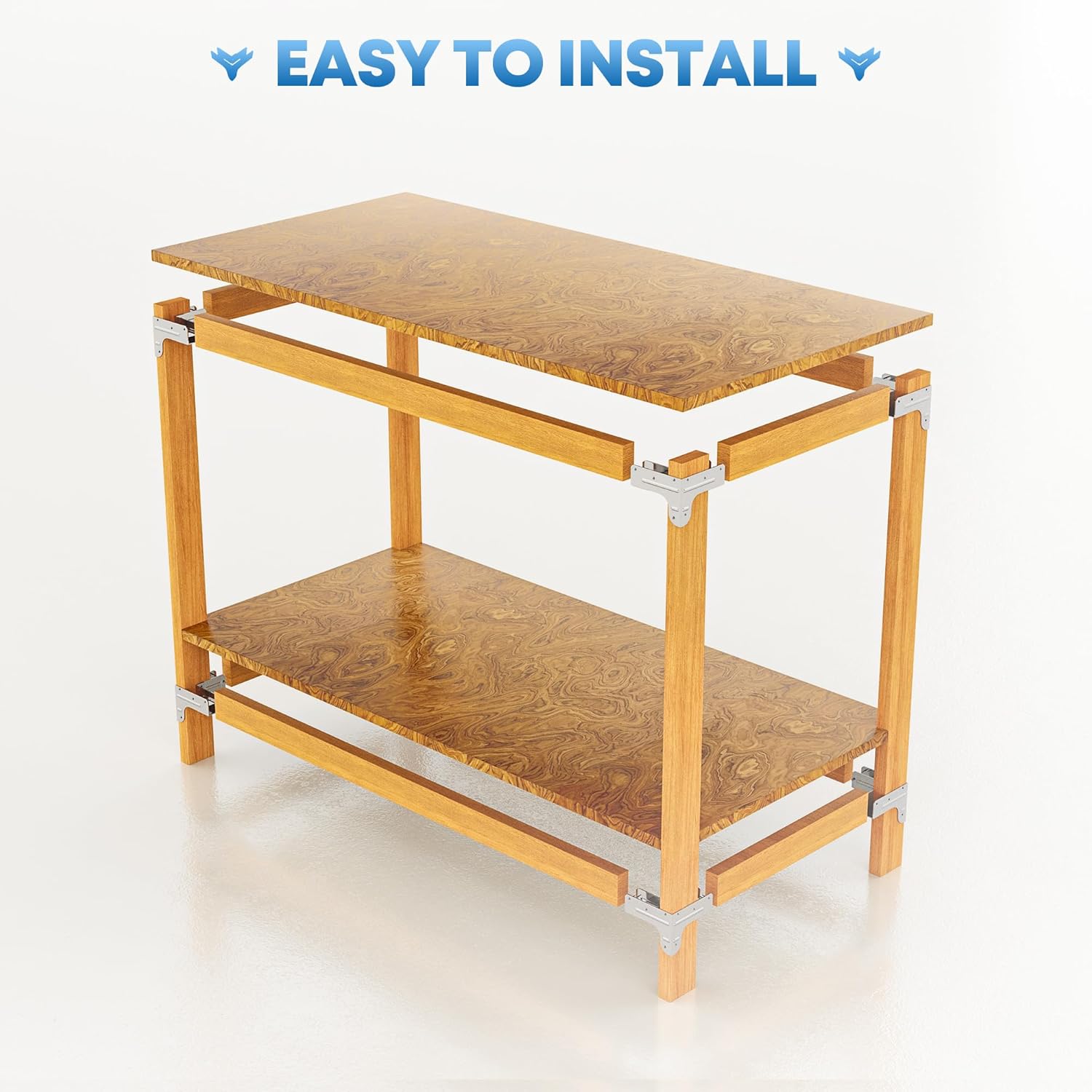 Workbench and Shelving Hardware Kit - Galvanized Steel Workbench Bracket Kit - 8 PCS Workbench Corner Brackets with 100 Screws - 2x4 Workbench Kit for Custom Size Table - Fits 1.5"x3.5" Lumber