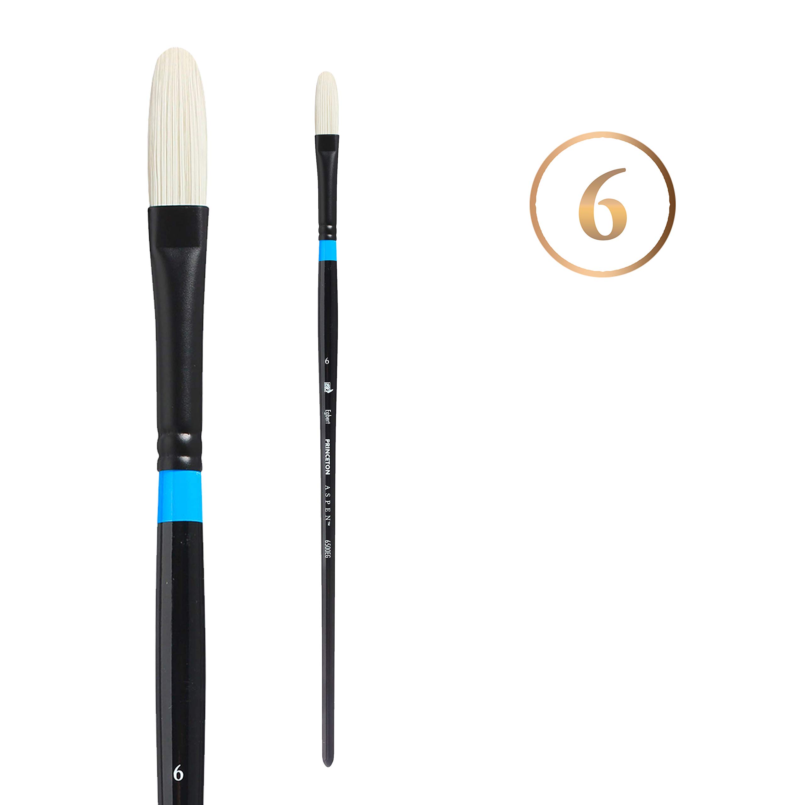 Princeton Aspen Long Handle Egbert Paint Brush | Precise Brush for Fine Detail | Maximum Colour Holding Capacity | Even & Consistent Flow |Size - No 6