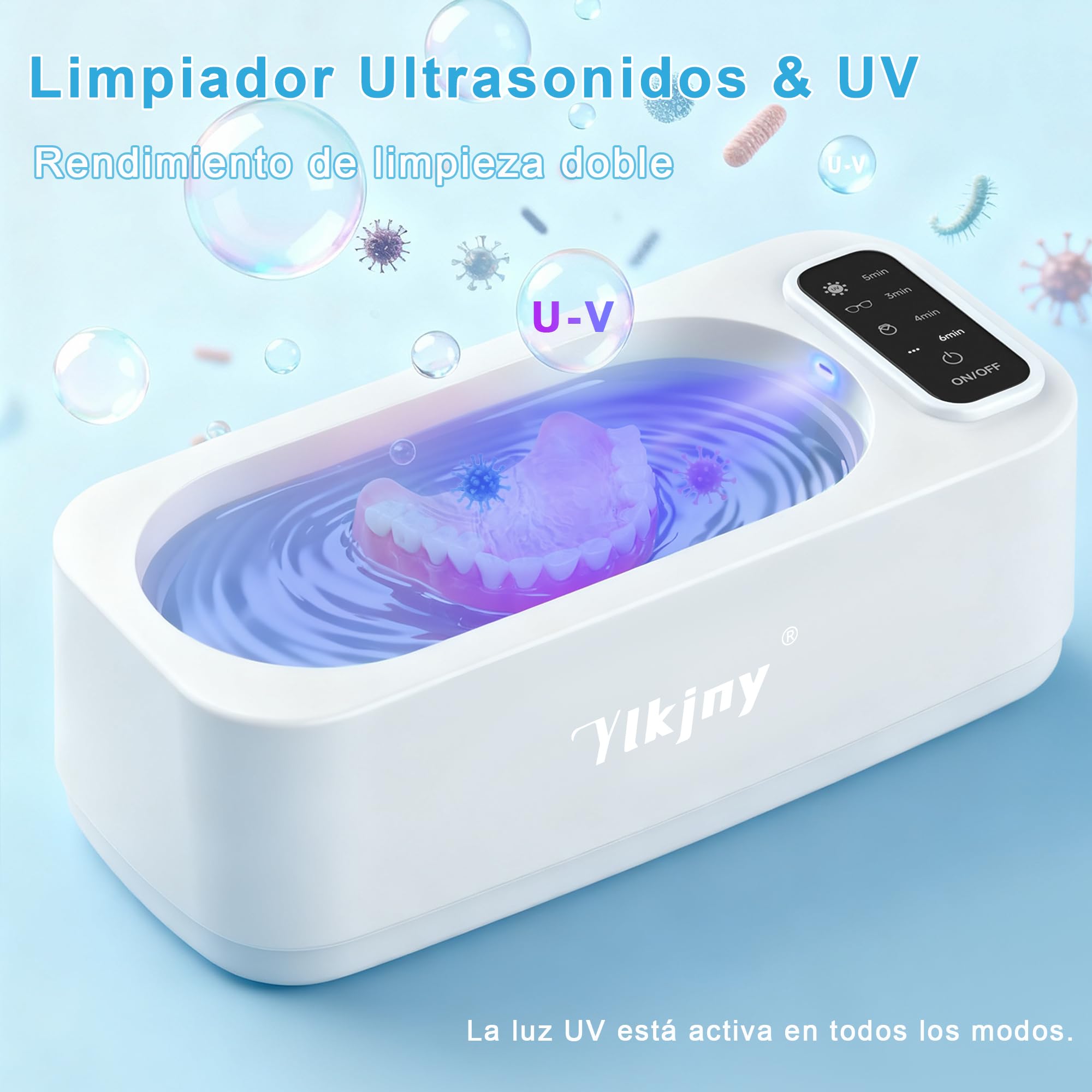 Limpiador ultrasonidos casero 55KHZ con 350 mL, limpiador gafas para joyas | Ultrasonic cleaner y tanque 304,limpia gafas y 4 modos,limpia sin rayar brochas,relojes,dentaduras,compacto para viajes