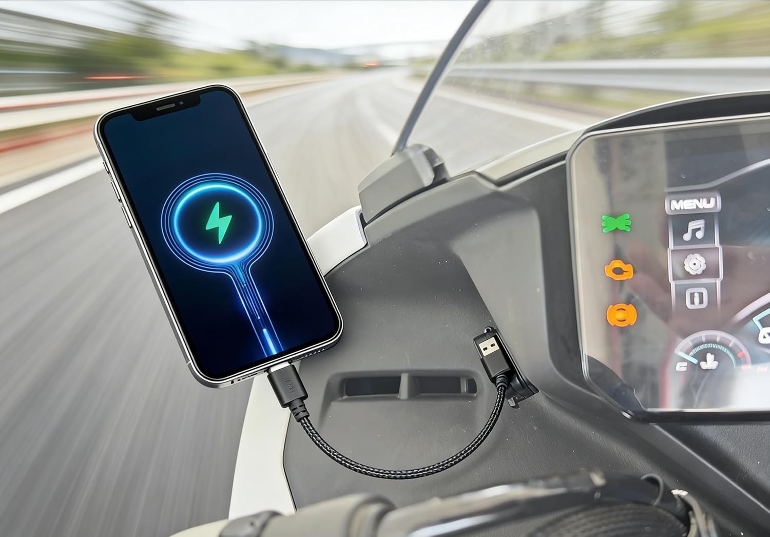 Upgraded Dual Fast Charge USB Type-C 3.0 Charger Cable Transfer Interface Converter Compatible with CFMOTO 300SS/450SS/450NK/800NK 2023 2024 2025+,CFMOTO 450SS Accessories