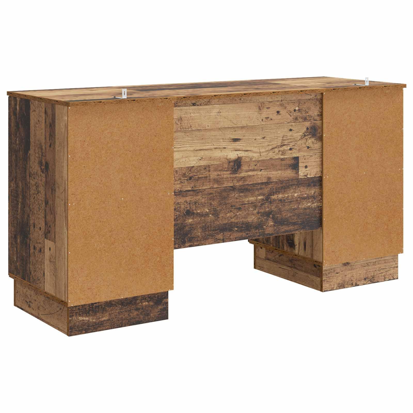 Scrivania in Legno Ingegnerizzato 142,5x50x75 cm Legno Antico | Tavolo da lavoro con ante e ripiani interni per organizzare lo studio, l'ufficio o il soggiorno moderno.