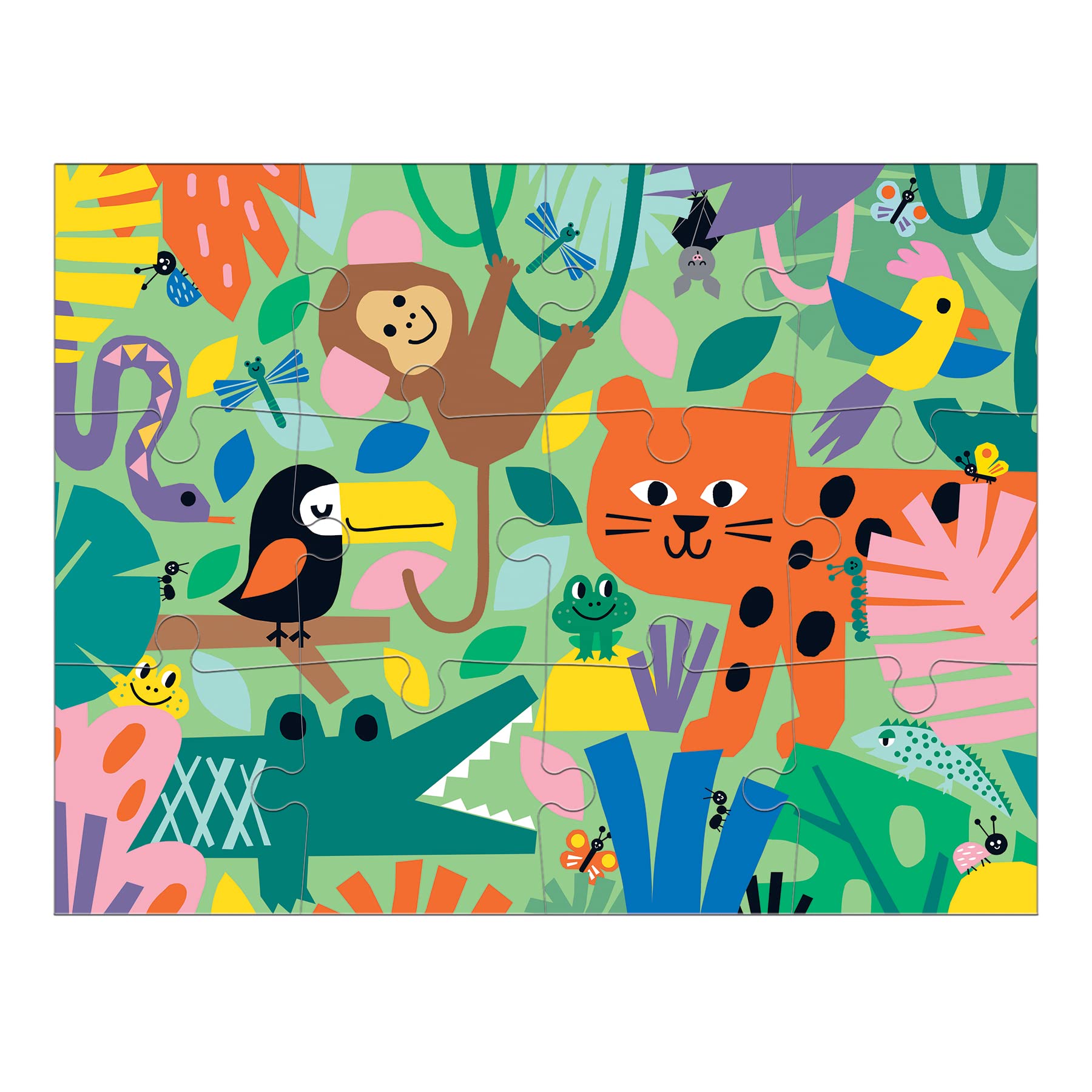 Mudpuppy Jungle Can You Spot? Puzzle from Mudpuppy - 12 Piece Jigsaw Puzzle Featuring Colorful Jungle Animals and 5 Things to Search and Find, 18" x 13.75", Ages 2+ - Image 2