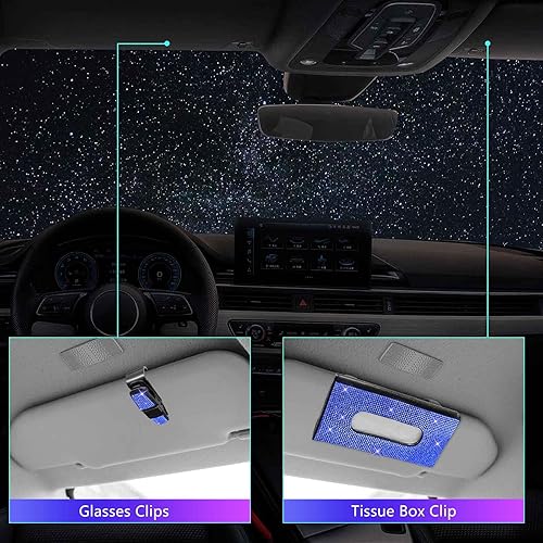 Miniatura 6 de Juego de 25 piezas de piezas de automóvil con brillantes, ajuste universal de 15 pulgadas, marco de placa de icense brillante, cubierta de consola