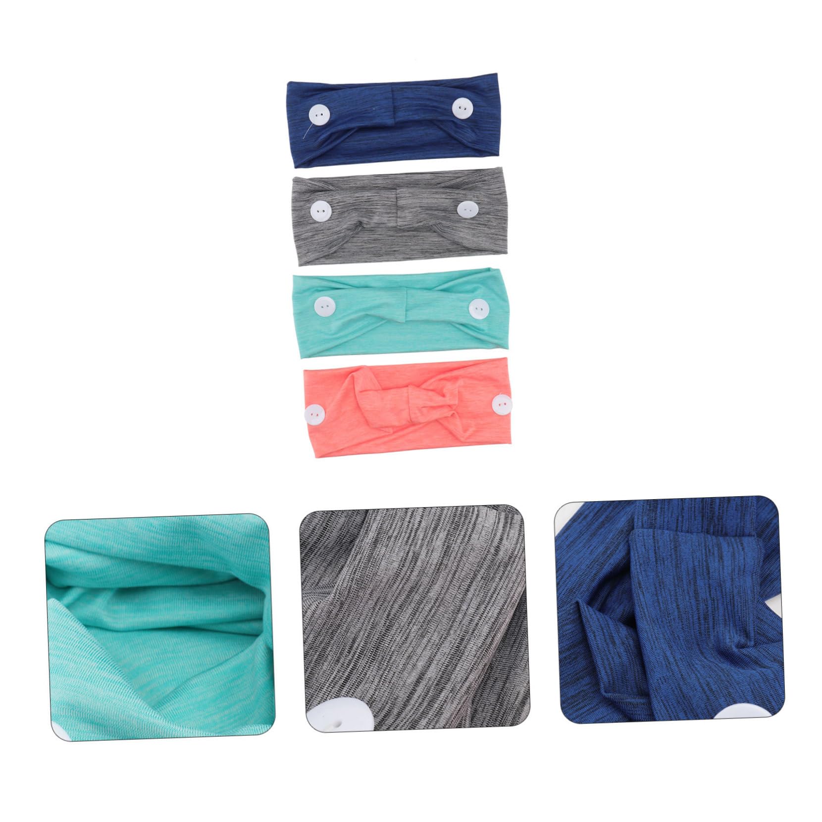 DOITOOL 12pezzi Fasce Larghe Per Donne Con Bottoni Fascia Sportiva Traspirante Per Protezione Auricolare Di Colori Rosso Blu Verde