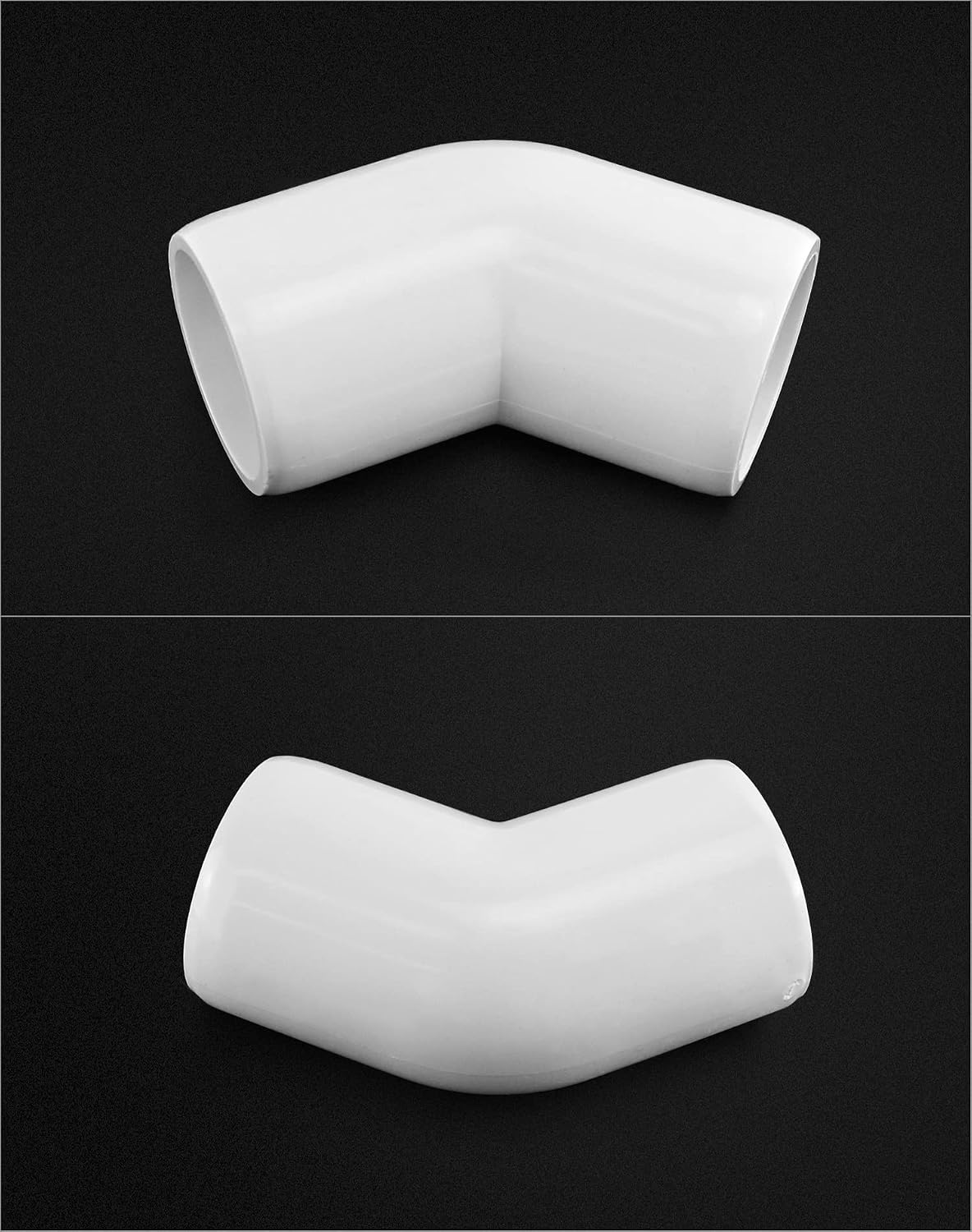 QWORK 1" 45 Degree Elbow PVC Fitting, 2 Way, 10 Pack, Furniture Grade, for Building Furniture and PVC Structures, White