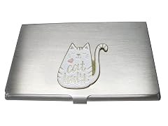 Kiola Designs Cat Lady White Cat Business Card Holder