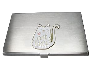 Kiola Designs Cat Lady White Cat Business Card Holder