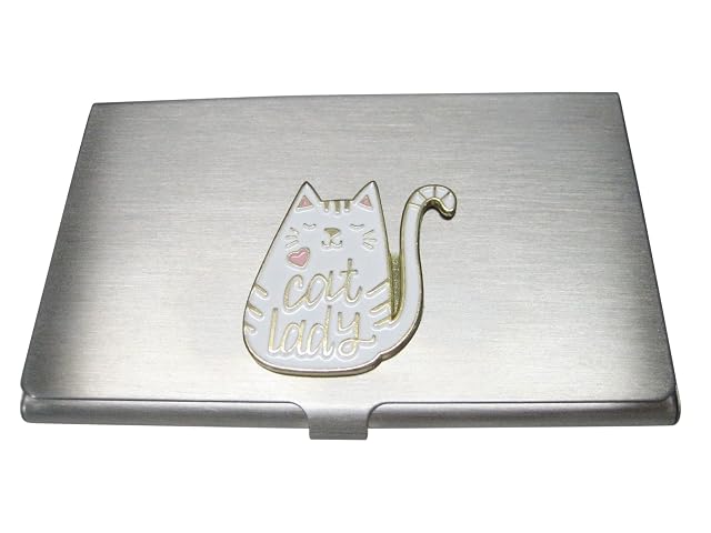 Kiola Designs Cat Lady White Cat Business Card Holder