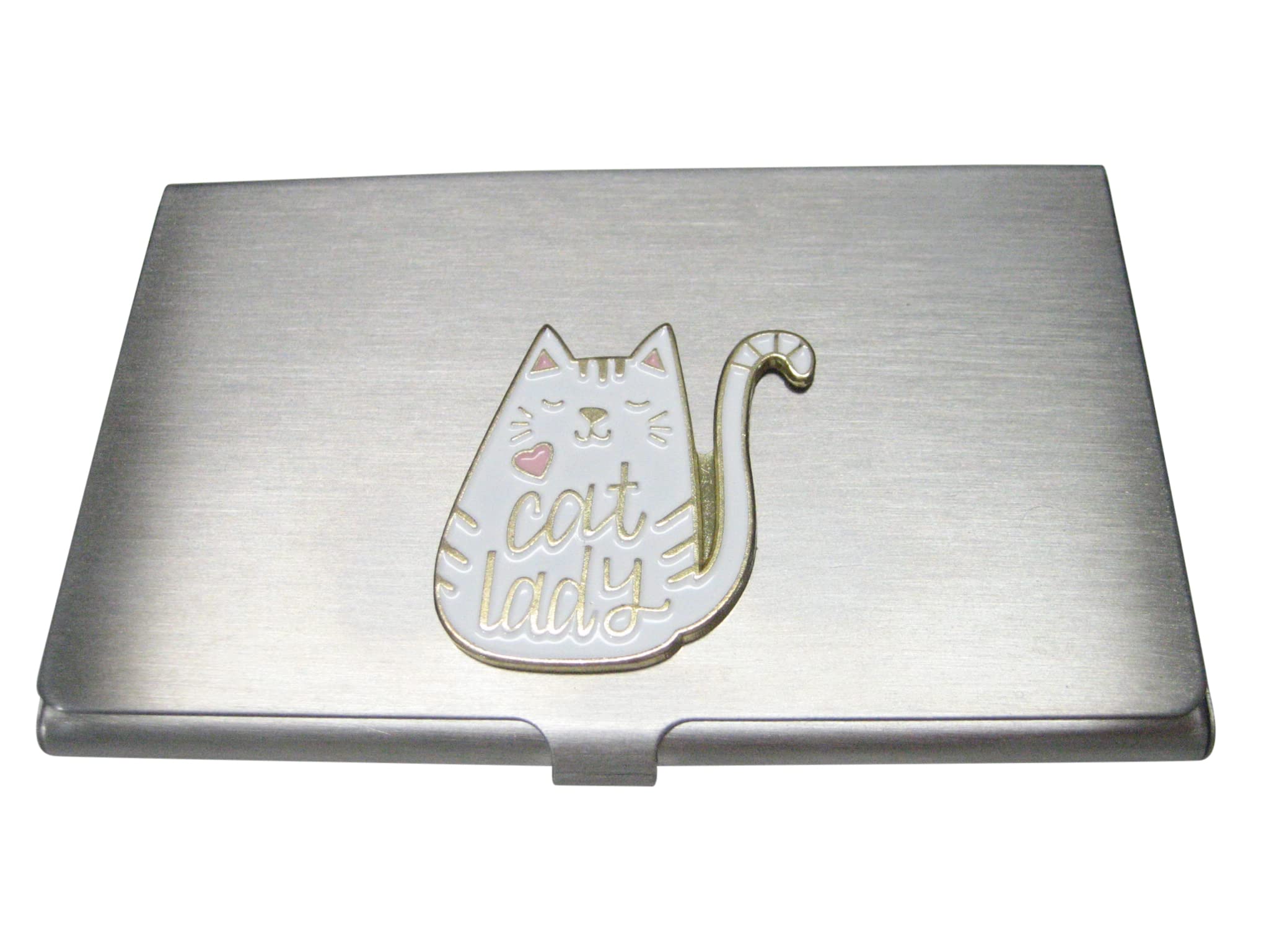 Kiola Designs Cat Lady White Cat Business Card Holder