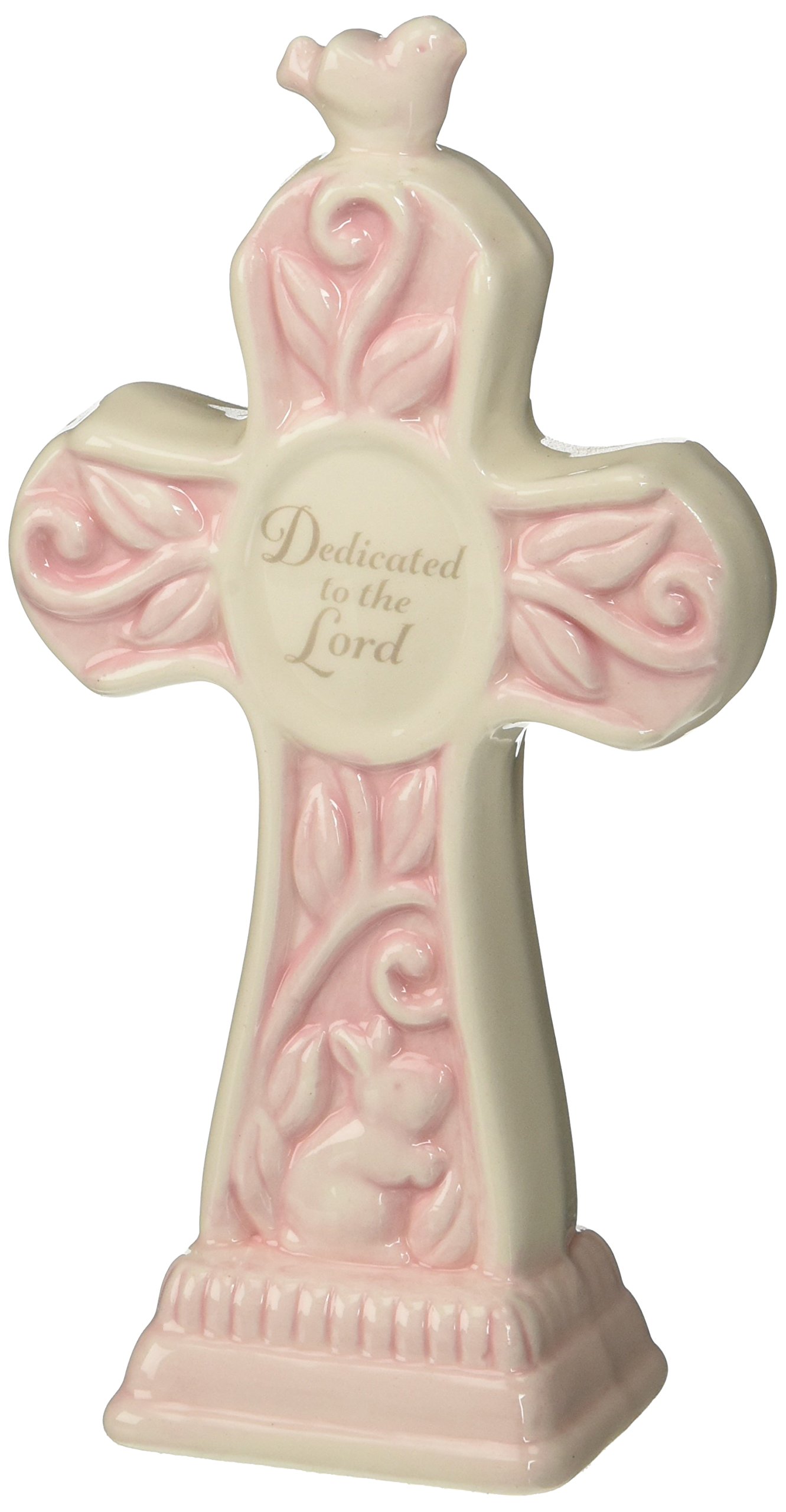 Cruz de dedicación rosa Enesco decoración elegante para habitación infantil